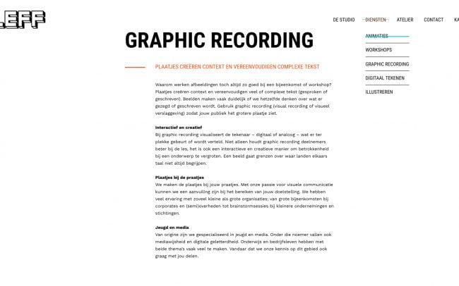Tekst over de dienst graphic recording van Studio LEFF