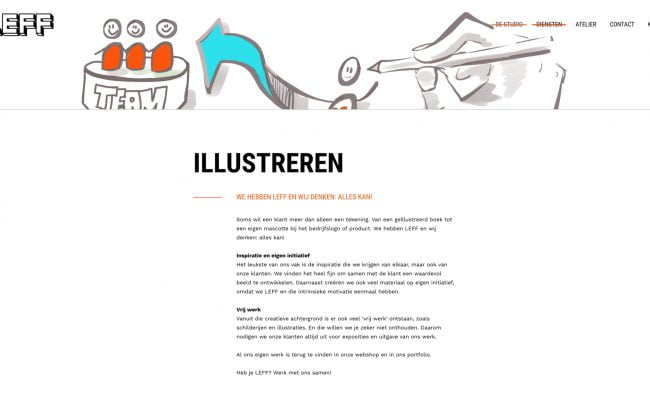 Tekst over de dienst illustreren van Studio LEFF