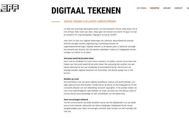 Tekst over de dienst digitaal tekenen van Studio LEFF