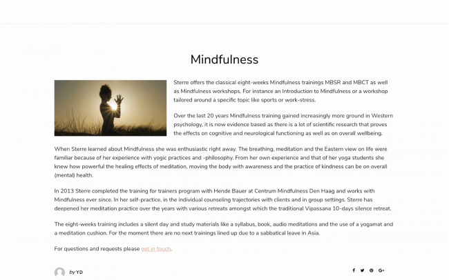 Webtekst met alle informatie over de mindfulness van Stella Personal Development.