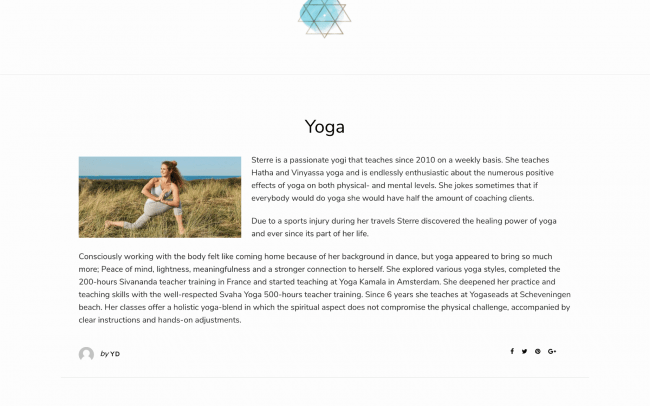 Webtekst met alle informatie over de yogalessen van Stella Personal Development.